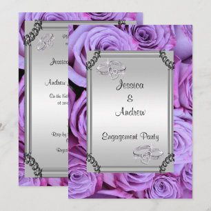 Lilac Rose & Diamond Wedding Rings Verlobung Einladung