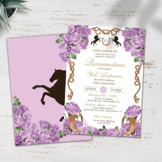 Lilac Rose Light Lila Ranchera Quinceanera Einladung