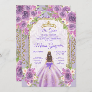 Lilac Rose Mexican Girl 15. Geburtstag 1 Einladung