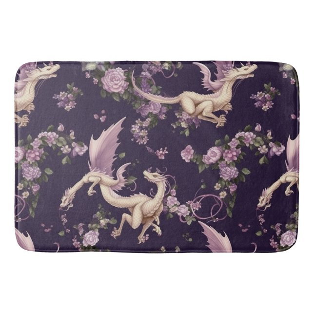Lilac, Rose und weiße Drachen Bath Mat Badematte (Vorderseite)