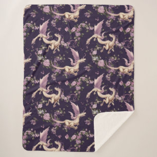 Lilac, Rose und weiße Drachen Sherpa Blanket Sherpadecke