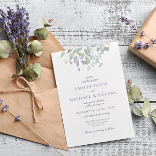 Lilac Rustic Eucalyptus Wedding Einladung