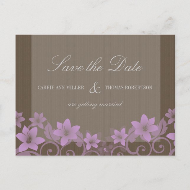 Lilac Rustic Floral Save the Date Postkarte (Vorderseite)