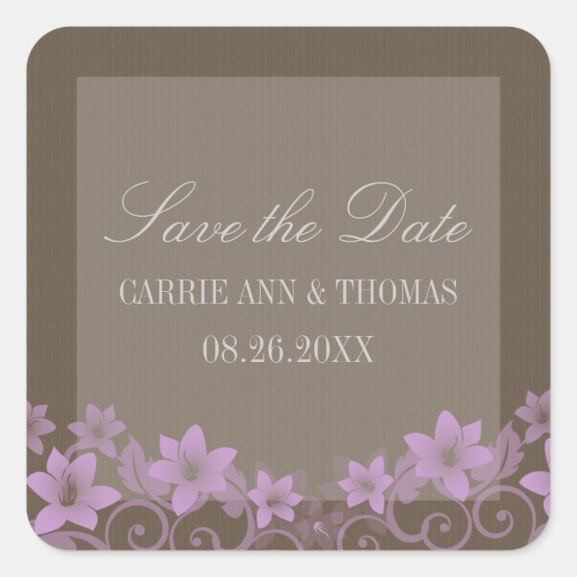 Lilac Rustic Floral Save the Date Stickers (Vorderseite)