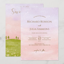 LILAC Save the Date Einladung / Aquarellfarbe Rosa