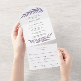 Lilac Simple Branch Formal Wording Wedding All In One Einladung