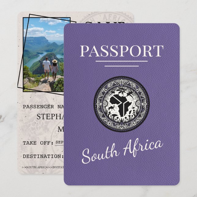 Lilac South Africa Passport Save The Date (Vorne/Hinten)