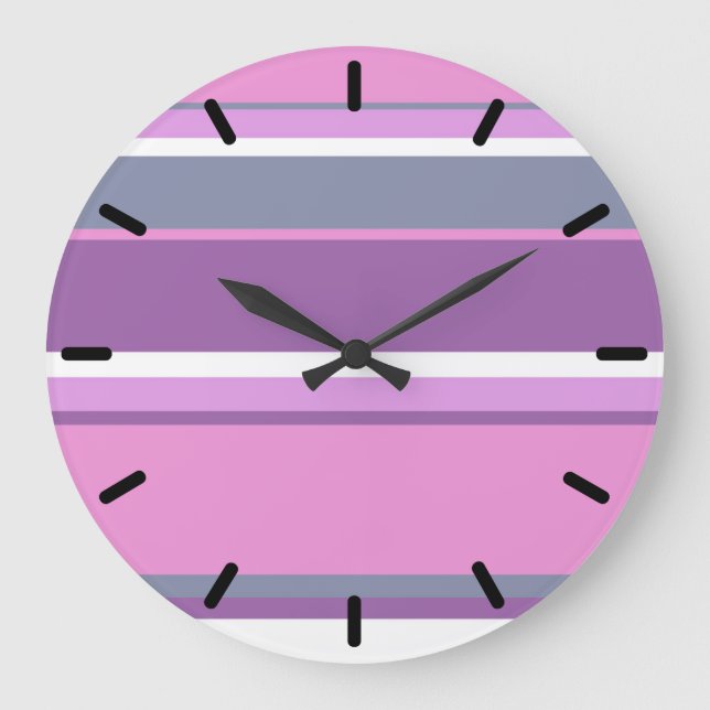 Lilac Streifen Große Wanduhr (Vorderseite)