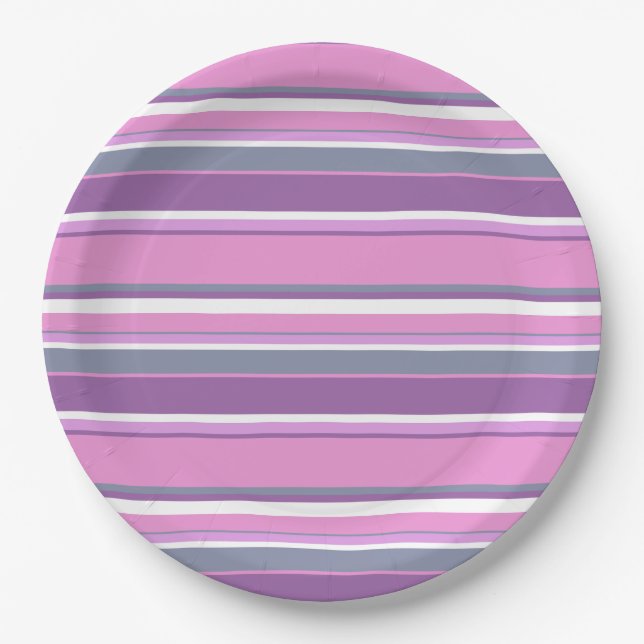 Lilac Streifen Pappteller (Vorderseite)