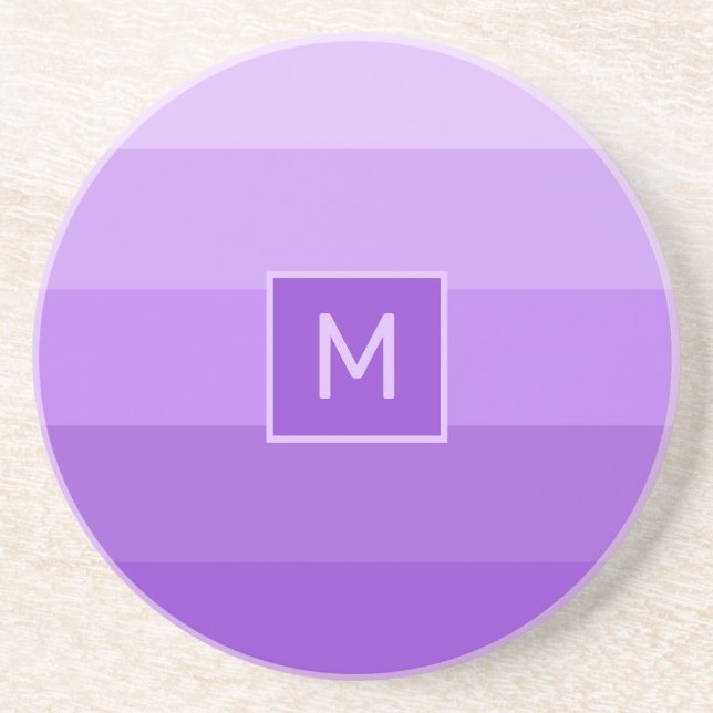 Lilac Stripes Custom Monogramm Getränkeuntersetzer (Vorne)