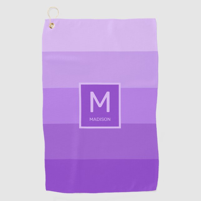 Lilac Stripes Custom Monogramm Golfhandtuch (Vorderseite)