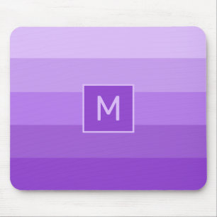 Lilac Stripes Custom Monogramm Mousepad