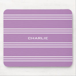 Lilac Stripes Custom Monogramm Mousepad