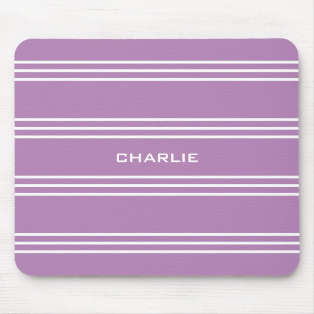 Lilac Stripes Custom Monogramm Mousepad (Vorne)