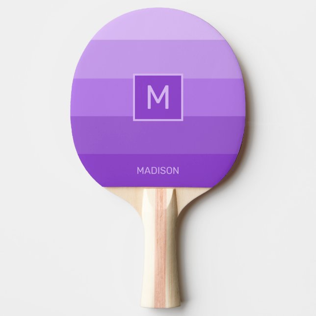 Lilac Stripes Custom Monogramm Tischtennis Schläger (Vorderseite)
