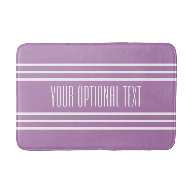 Lilac Stripes Custom Text Bad Matten (Vorderseite)