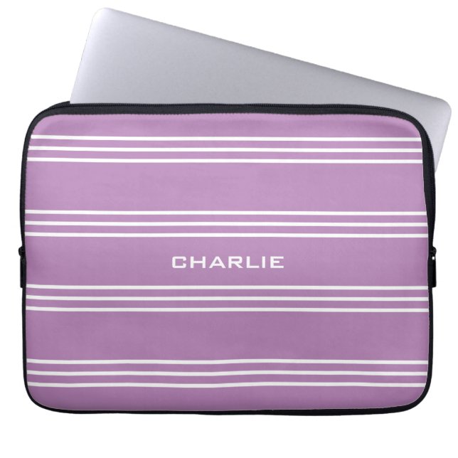 Lilac Stripes kundenspezifische Laptop-Ärmel für M Laptopschutzhülle (Vorderseite)