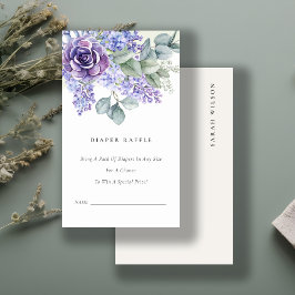 Lilac Succulent Foliage Diaper Raffle Baby Dusche Begleitkarte
