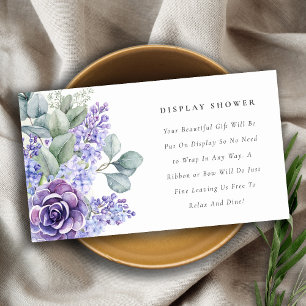 Lilac Succulent Foliage Display Dusche Babydusche Begleitkarte