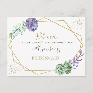 Lilac succulents Bridesmaid oder Maid Honorar Vors Einladungspostkarte