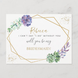 Lilac succulents Bridesmaid oder Maid Honorar Vors Einladungspostkarte