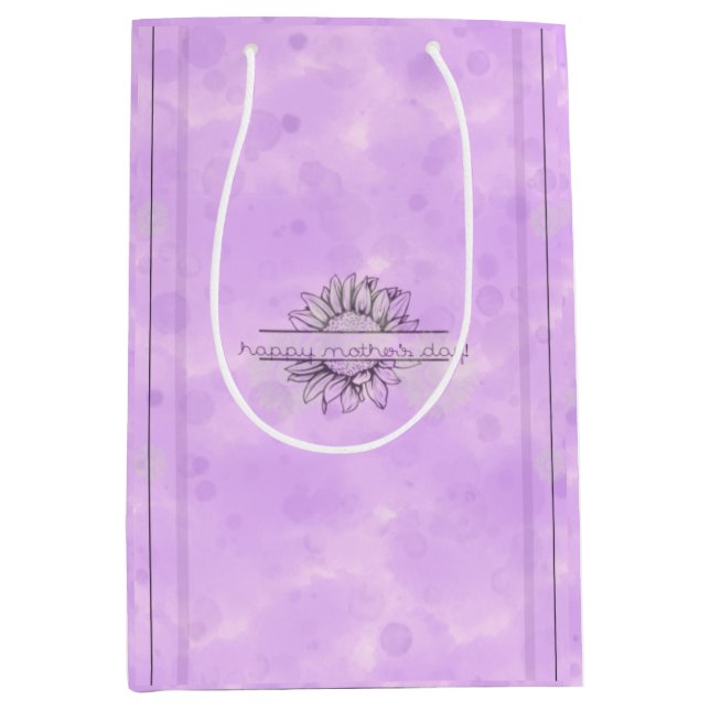 Lilac Sunflower Mother's Day Medium Gift Bag Mittlere Geschenktüte (Vorderseite)