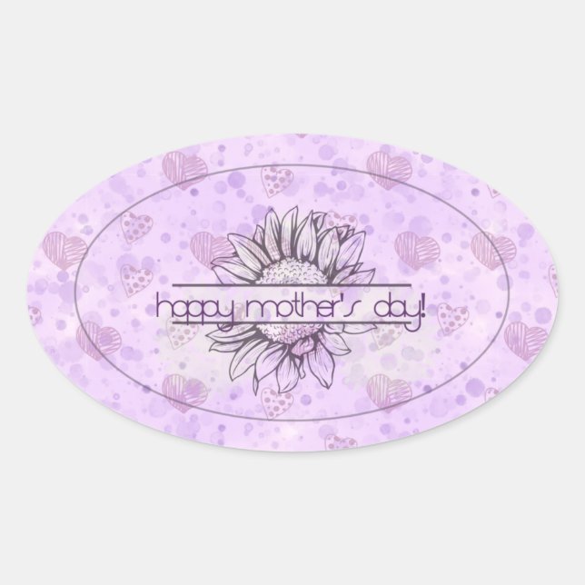 Lilac Sunflower Mother's Day Oval Stickers (Vorderseite)