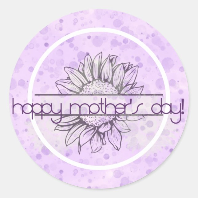 Lilac Sunflower Mother's Day Round Stickers (Vorderseite)