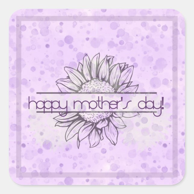 Lilac Sunflower Mother's Day Square Stickers (Vorderseite)
