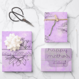 Lilac Sunflower Mother's Day Wrapping Paper Set Geschenkpapier Set
