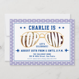 Lilac TopOne Pilot zum ersten Geburtstag Einladung