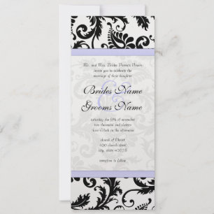 Lilac Trim Black Damask Wirbel Einladung Hochzeit