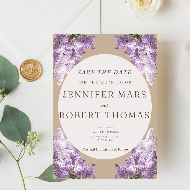 Lilac und Beige Wedding Save The Date (Von Creator hochgeladen)