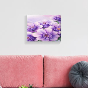Lilac und Burgundy Blumengestreifte Canvas Print Leinwanddruck