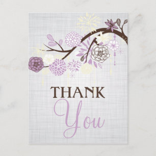 Lilac und Cream Blume Rustikal Danke Post Card Postkarte