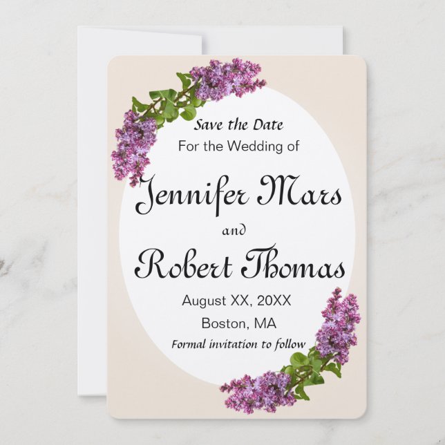 Lilac und Cream Save the Date (Vorderseite)