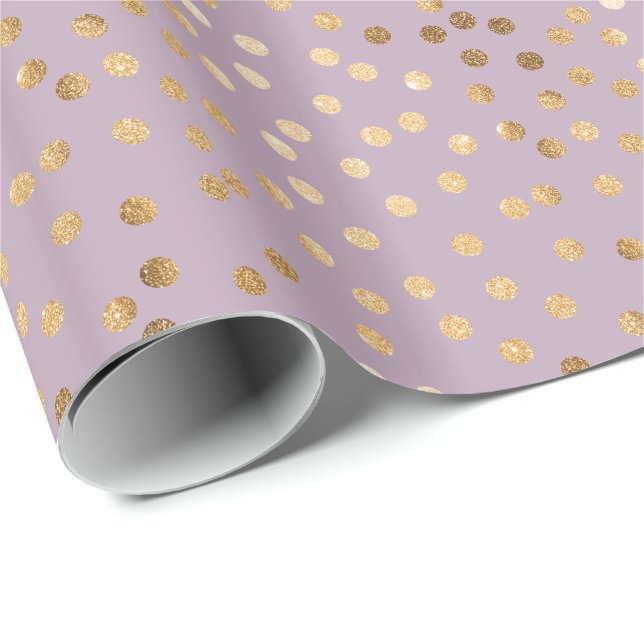 Lilac und Gold Glitzer City Dots Geschenkwrap Geschenkpapier (Rolleneckpunkt)