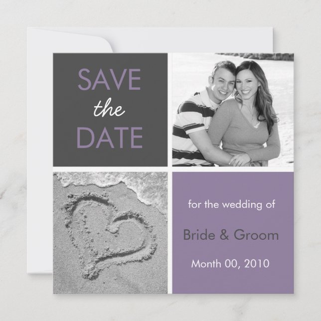 Lilac- und Grau-Save the Date-Fotokarten Save The Date (Vorderseite)