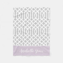 Lilac und Gray Trellis Monogram | Editierbare Farb