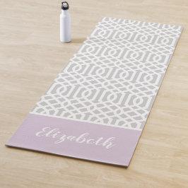 Lilac und Gray Trellis Monogram | Editierbare Farb Yogamatte