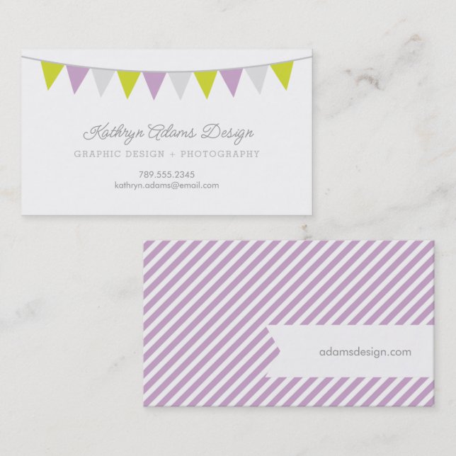 Lilac und Green Bunting Banner Visitenkarte (Vorne/Hinten)
