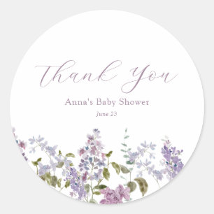 Lilac und Lavender Danke, Baby Dusche Runder Aufkleber