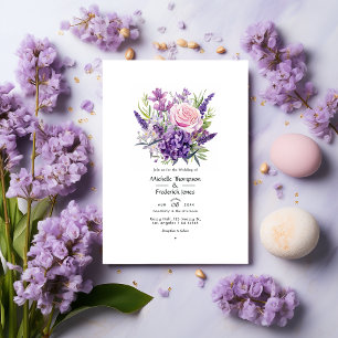 Lilac und Lavender Floral Wedding Einladung