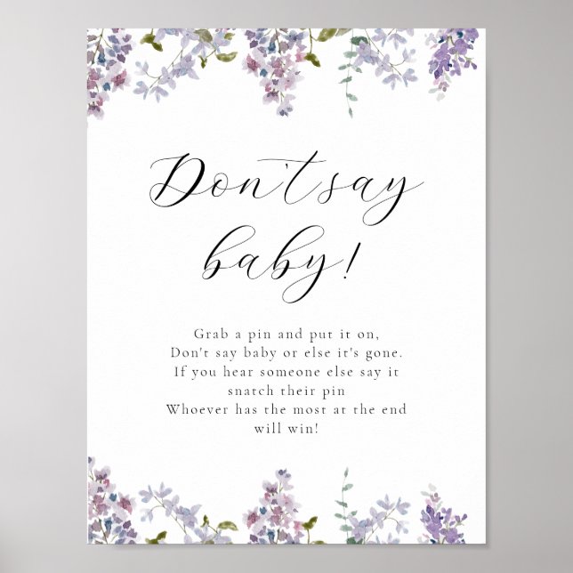 Lilac und Lavender Say Baby Game Sign Poster (Vorne)