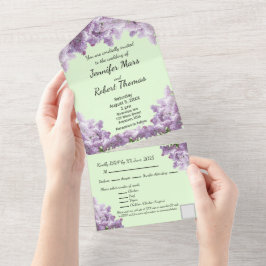 Lilac und Light Sage All In One Einladung