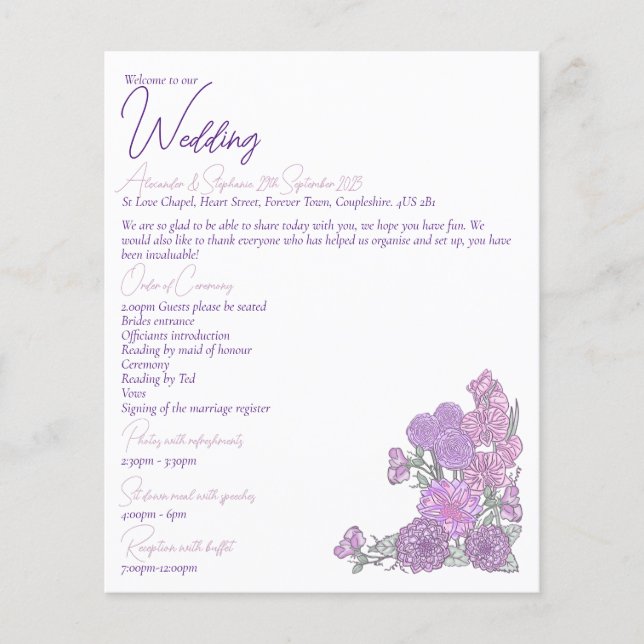 Lilac und Pink Blume Hochzeit Flyer (Vorne)