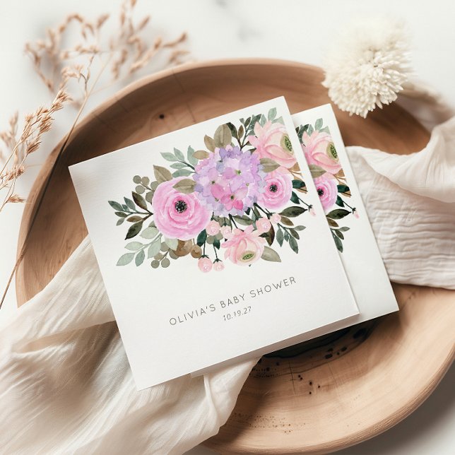 Lilac und Pink Floral Bouquet Babydusche nach Maß Serviette (Von Creator hochgeladen)