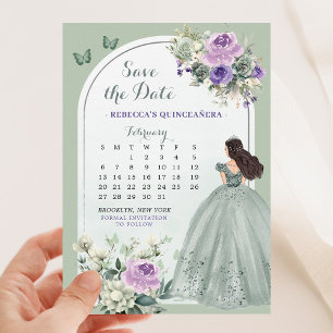 Lilac und Sage Green Quince Calendar Save the Date Einladung