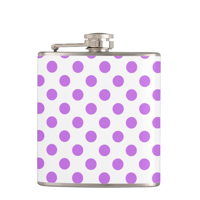 Lilac- und Weißpolka-Punkte Flachmann (Vorderseite)