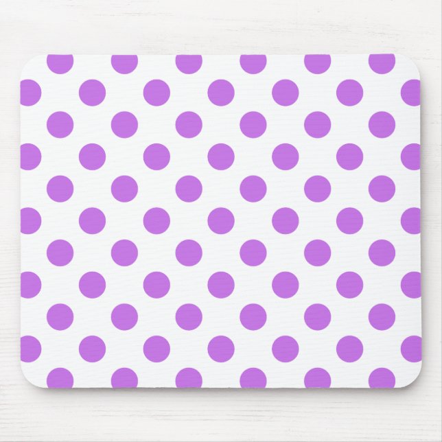 Lilac- und Weißpolka-Punkte Mousepad (Vorne)
